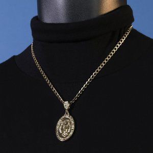 Catholic Pendant 14k Gold 18" Cuban Necklace